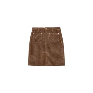 GANNI Brown Stretch Corduroy Mini Skirt Organic Cotton Size 38
